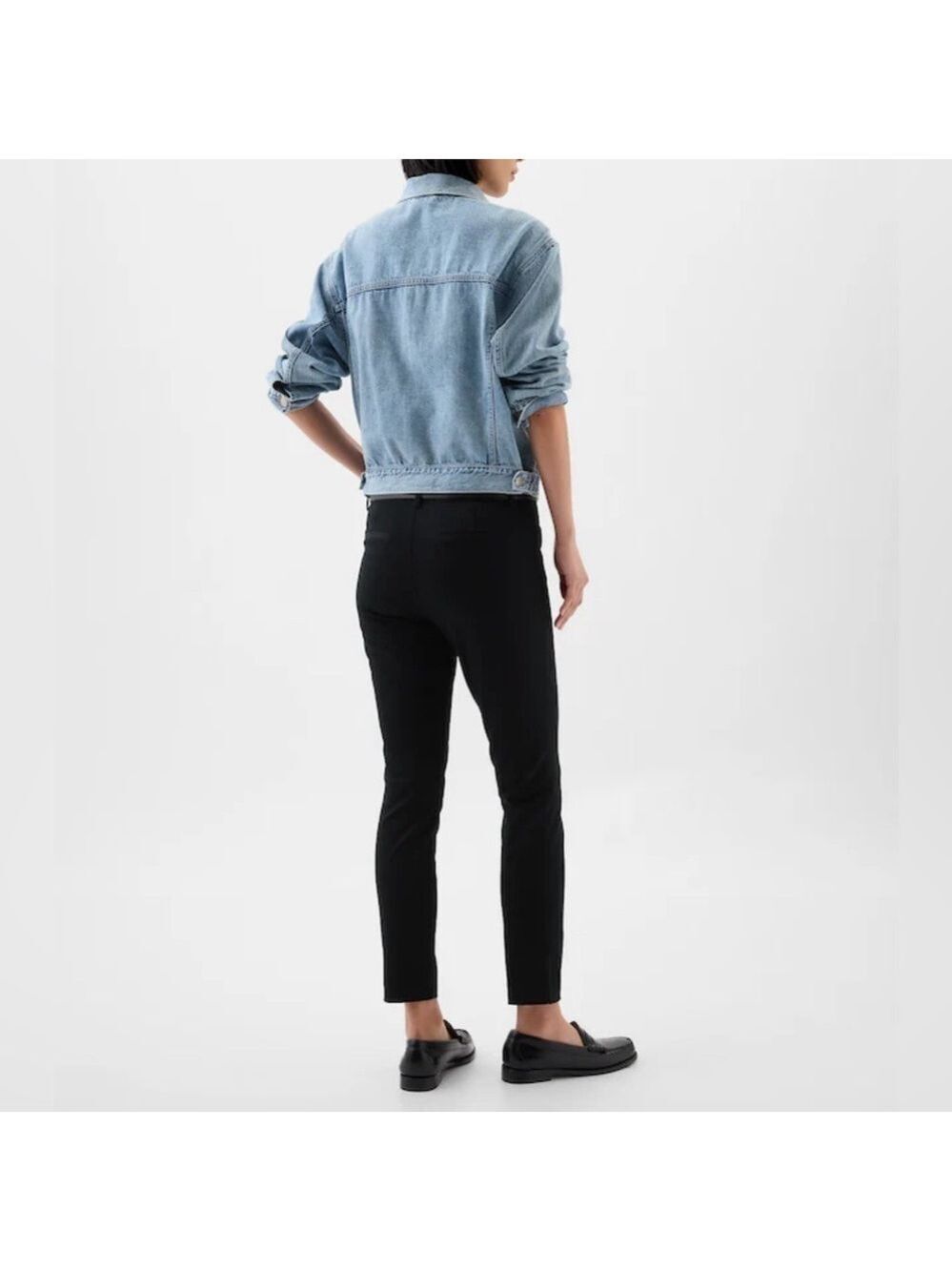 Gap Signature Skinny Ankle Mid Rise Black Trouser Pants in Bi-Stretch Weave - Picture 6 of 15